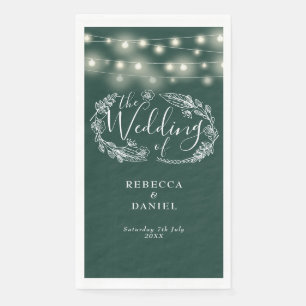 Servilleta De Papel Luces de Cadena Verde Esmeralda Floral Boda