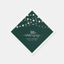 Servilleta De Papel Luces de Cadenas | Verde 30º Aniversario de Boda