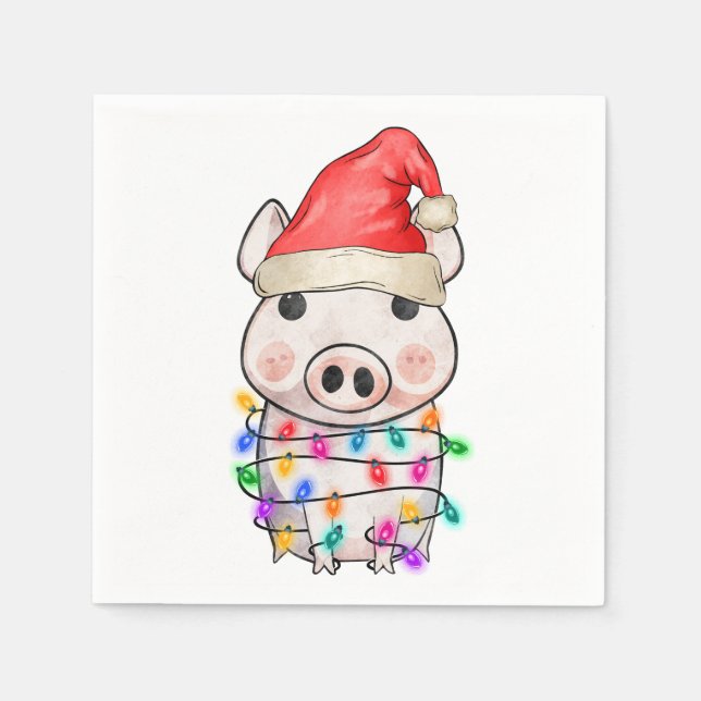 Servilleta De Papel Luces de cerdo para Navidades pequeños (Anverso)
