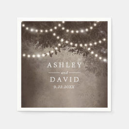 Servilleta De Papel Luces de Cuerda de Árbol Rústico Marrón para Boda 