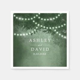 Servilleta De Papel Luces de Cuerda de Árbol Rústico Verde Boda