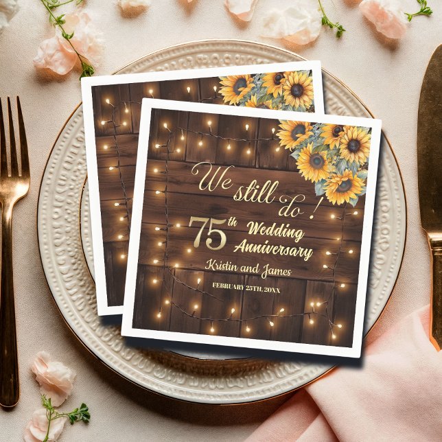 Servilleta De Papel Luces de Cuerda de Bodas de Oro 75 Aniversario (Subido por el creador)