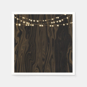 Servilleta De Papel Luces de Cuerda de Madera Caprichosas Café Rústico