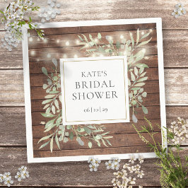 Servilleta De Papel Luces de Cuerda de Madera Rústica con Verdor para 