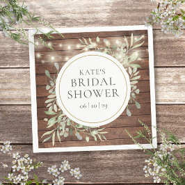 Servilleta De Papel Luces de Cuerda de Madera Rústica Verde Shower Nup