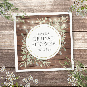 Servilleta De Papel Luces de Cuerda de Madera Rústica Verde Shower Nup
