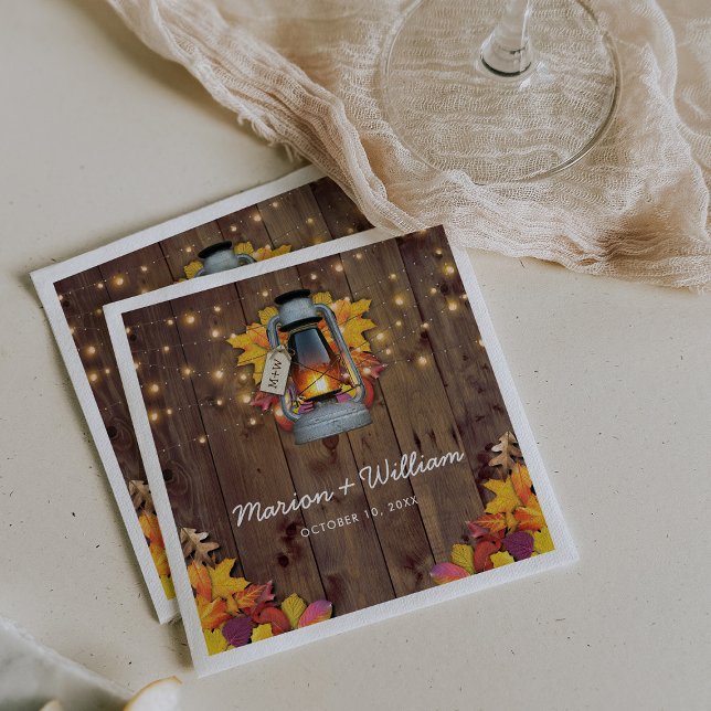 Servilleta De Papel Luces de Cuerda de Otoño Rústicas para Boda de Hoj (Subido por el creador)
