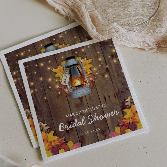 Servilleta De Papel Luces de Cuerda Rústicas Hojas de Otoño Despedida  (Subido por el creador)