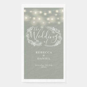 Servilleta De Papel Luces de Cuerda Verde Salvia Boda Floral