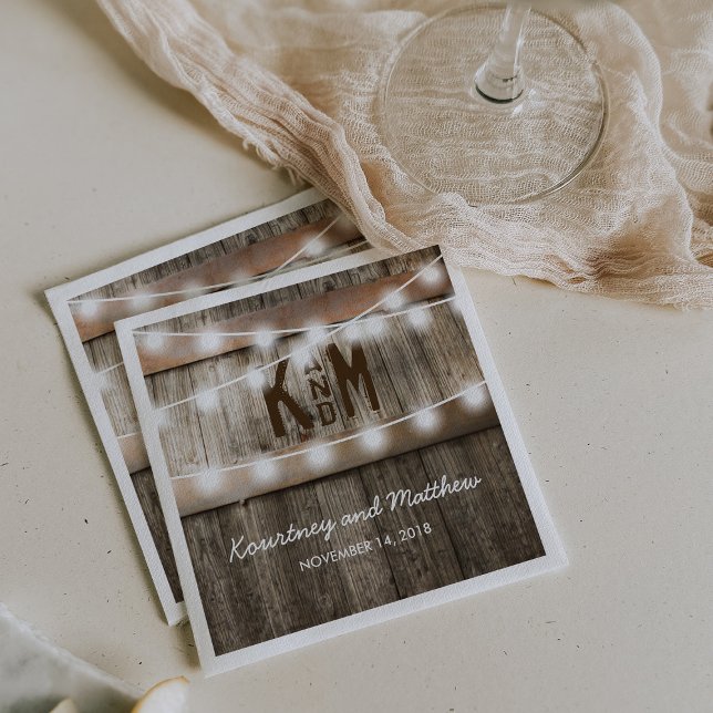 Servilleta De Papel Luces de cuerdas de boda rústica en el país (Subido por el creador)