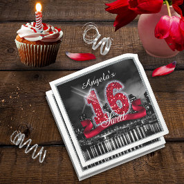 Servilleta De Papel Luces de la ciudad dulces Dieciséis ID242 rojo