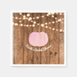 Servilleta De Papel Luces de Madera Rústicas de Calabaza con Destellos