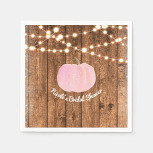 Servilleta De Papel Luces de Madera Rústicas de Calabaza con Destellos