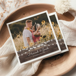 Servilleta De Papel Luces de madera y cuerdas rusas Boda