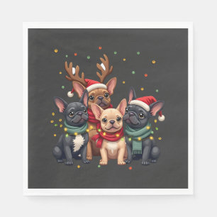 Servilleta De Papel Luces de Navidad Bulldogs Franceses Perro Xmas Fre