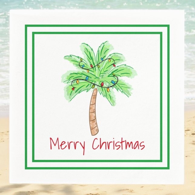 Servilleta De Papel Luces de Navidad de Palma Tropical Fiesta  (Subido por el creador)
