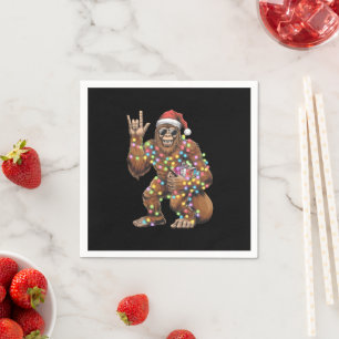 Servilleta De Papel Luces de Navidad de Santa Bigfoot Rock Divertido