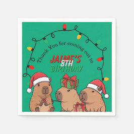 Servilleta De Papel Luces de Navidad para Cumpleaños de Capybara
