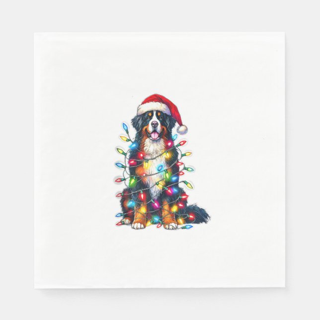 Servilleta De Papel Luces de Navidades de Bernese Mountain Dog (Anverso)