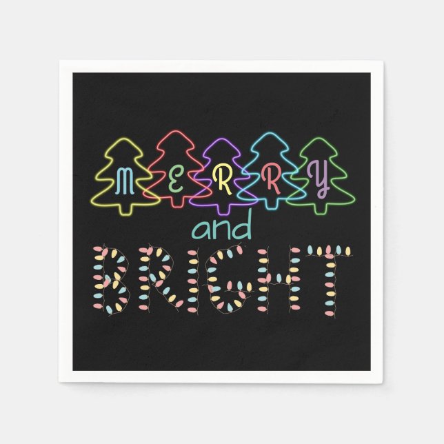 Servilleta De Papel Luces de Navidades merry y brillantes (Anverso)