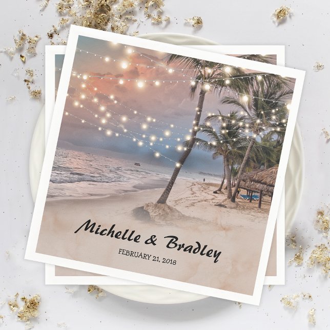 Servilleta De Papel Luces de Playa Vintage Tropical Boda (Subido por el creador)