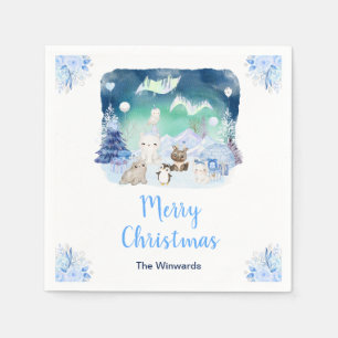 Servilleta De Papel Luces del Norte Animales Árticos Feliz Navidad