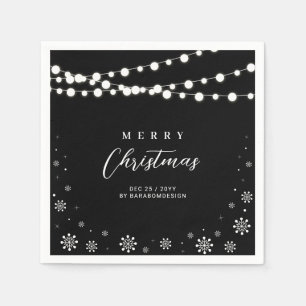 Servilleta De Papel Luces en Blanco y Negro Fiesta de Navidad