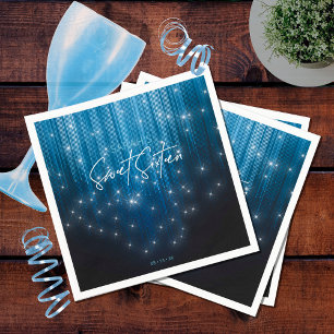 Servilleta De Papel Luces en Cascada Cumpleaños Dulces 16 Azul ID790