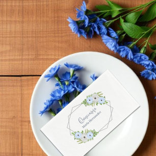 Servilleta De Papel Luces Rústicas Quinceañera Floral Azul y Blanco