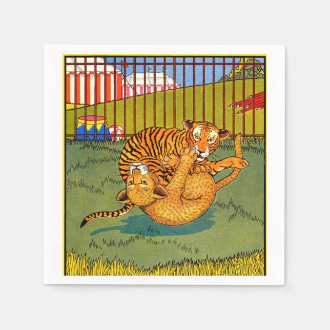 Servilleta De Papel lucha de tigres y leopardo (Anverso)