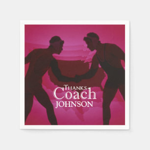 Servilleta De Papel Lucha gracias entrenador Silhouette Red