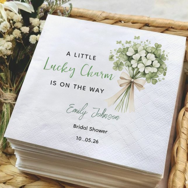 Servilleta De Papel Lucky Charm Bridal Shower Party Napkins Greenery (Subido por el creador)
