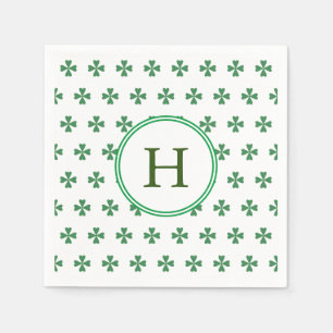 Servilleta De Papel Lucky Green Four Leaf Clover   Monograma