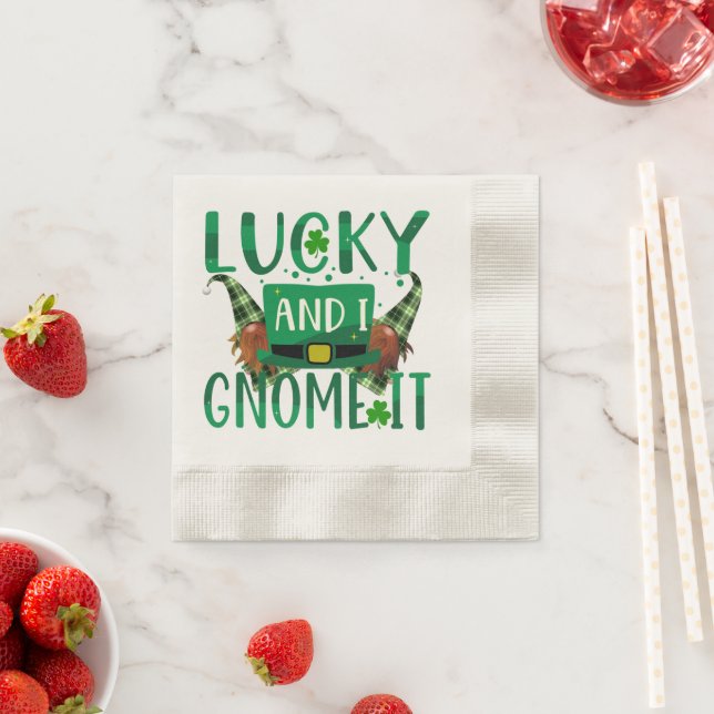 Servilleta De Papel Lucky & I Gnome It St Patricks Day Fiesta Coctel (In situ)