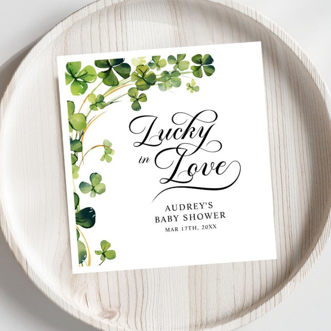 Servilleta De Papel Lucky in Love Bridal Shower Green Shamrock  (Subido por el creador)