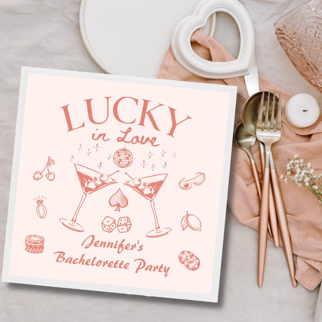 Servilleta De Papel Lucky In Love Cocktails Bachelorette Party (Subido por el creador)