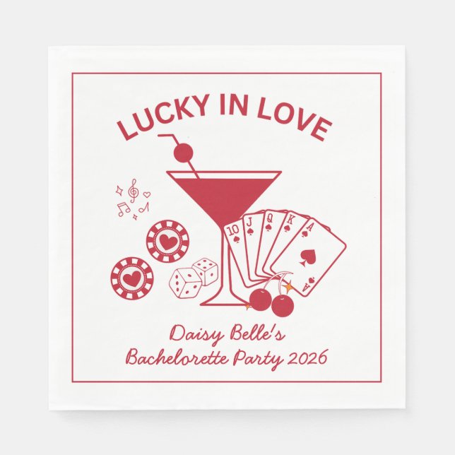 Servilleta De Papel Lucky In Love Vegas Bachelorette (Anverso)
