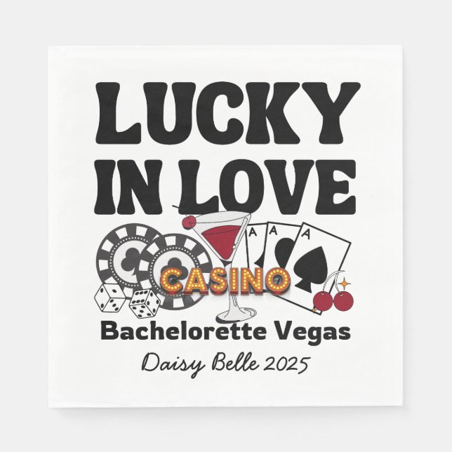 Servilleta De Papel Lucky In Love Vegas Bachelorette (Anverso)