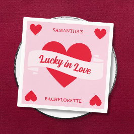 Servilleta De Papel Lucky In Love Vegas Moda Bachelorette Rosa y Roja