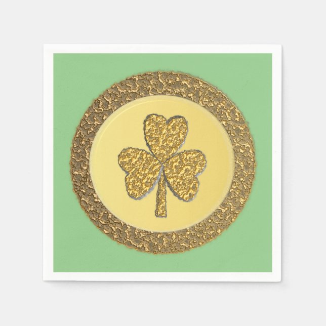 Servilleta De Papel Lucky Irish Shamrock Gold Coin (Anverso)