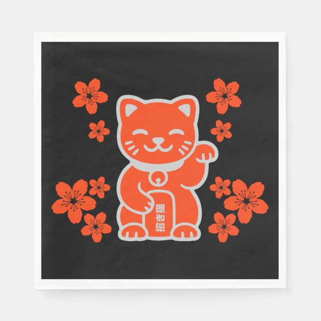 Servilleta De Papel Lucky Japanese Maneki-neko (Anverso)