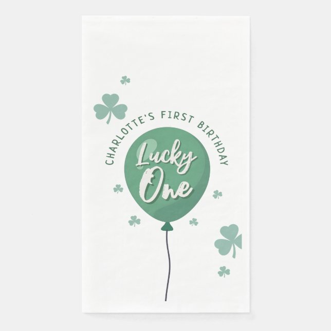 Servilleta De Papel Lucky One cumpleaños St Patricks Day Trébol (Anverso)