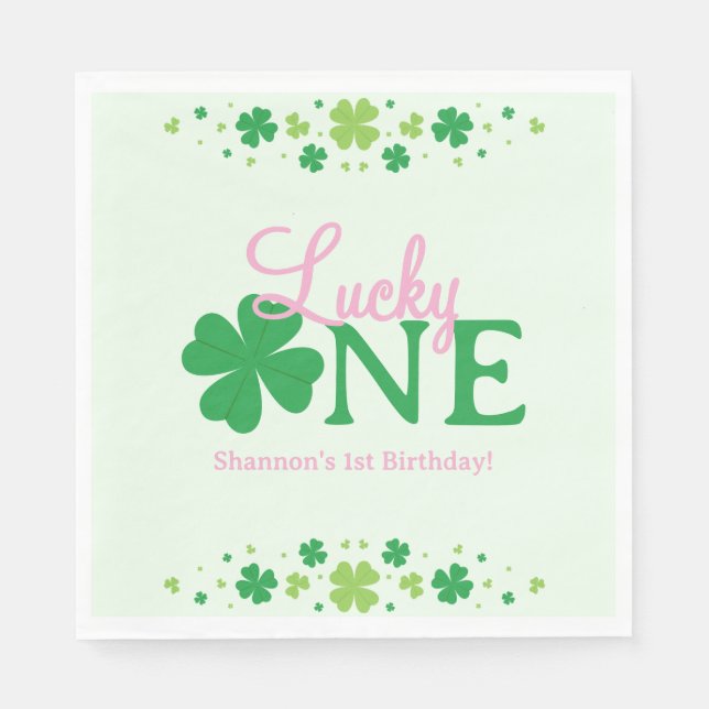 Servilleta De Papel Lucky One First 1st Birthday Party (Anverso)