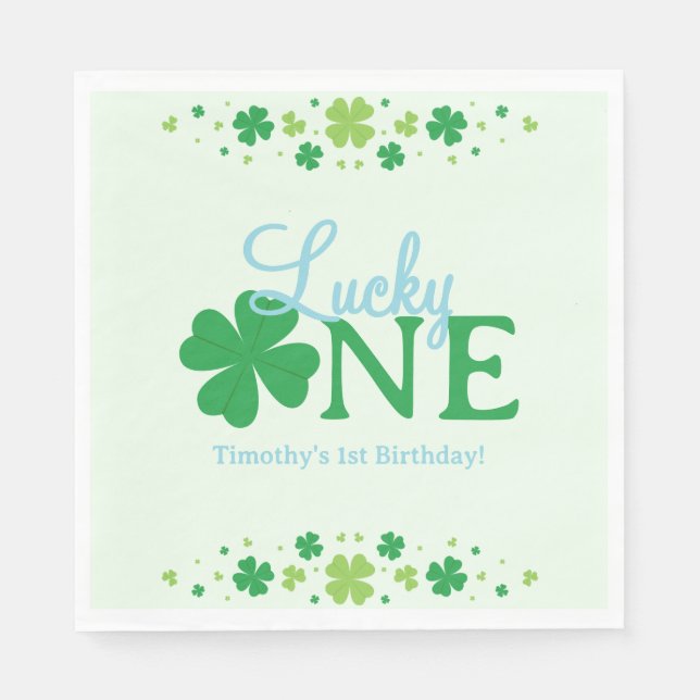 Servilleta De Papel Lucky One First 1st Birthday Party (Anverso)