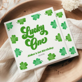 Servilleta De Papel Lucky One Green Shamrock Clover 1st Birthday Party