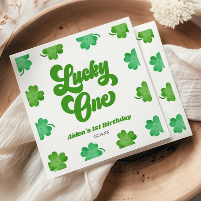 Servilleta De Papel Lucky One Green Shamrock Clover 1st Birthday Party (Subido por el creador)