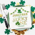 Servilleta De Papel Lucky One St. Patrick's Day 1st Birthday<br><div class="desc">Celebrate in style with these trendy 1st birthday party napkins. This design is easy to personalize with your special event wording and your guests will be thrilled when they see these fabulous napkins. Matching party items can be found in the collection.</div>