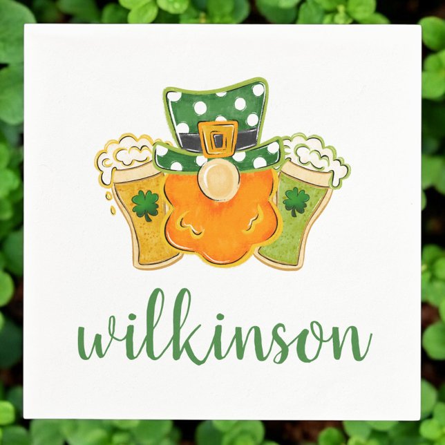 Servilleta De Papel Lucky Shamrock Beers Leprechaun St Patrick (Subido por el creador)