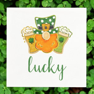 Servilleta De Papel Lucky Shamrock Beers Leprechaun St Patrick's Fiest
