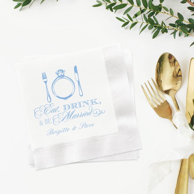 Servilleta De Papel Lugar Azul Configuración Comer Beber Casarse Boda (Subido por el creador)